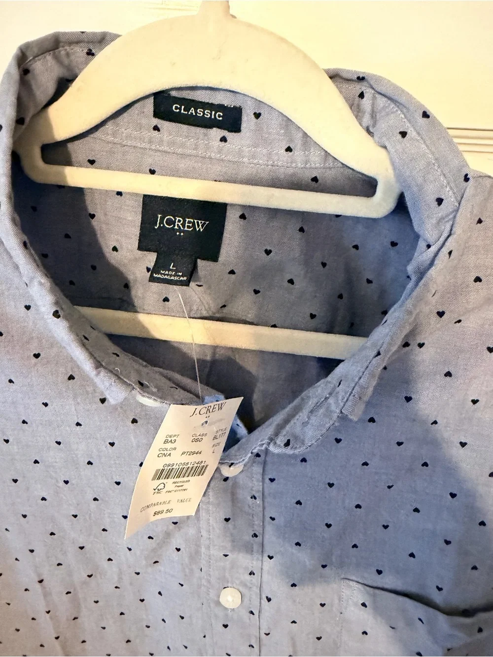 J.Crew Light Blue heart Button-Down Shirt